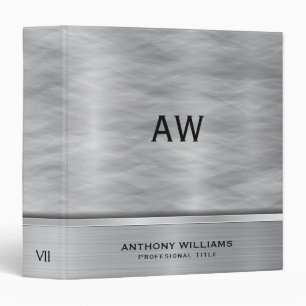 Silver Metallic Abstract Brushed Texture 3 Ring Binder