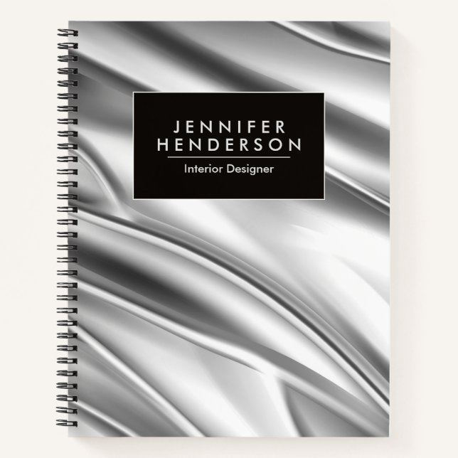 Silver Metallic Abstract Notebook (Front)
