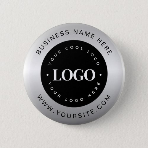 Silver Metallic Add Custom Logo Business Corporate Button