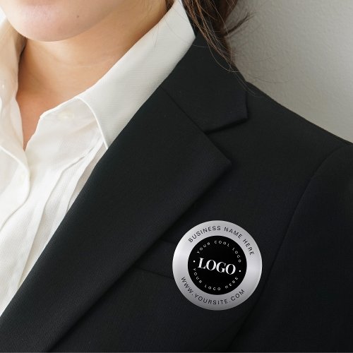 Silver Metallic Add Custom Logo Business Corporate Button