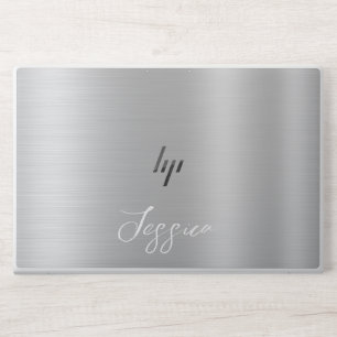Silver Metallic add your name HP Laptop Skin