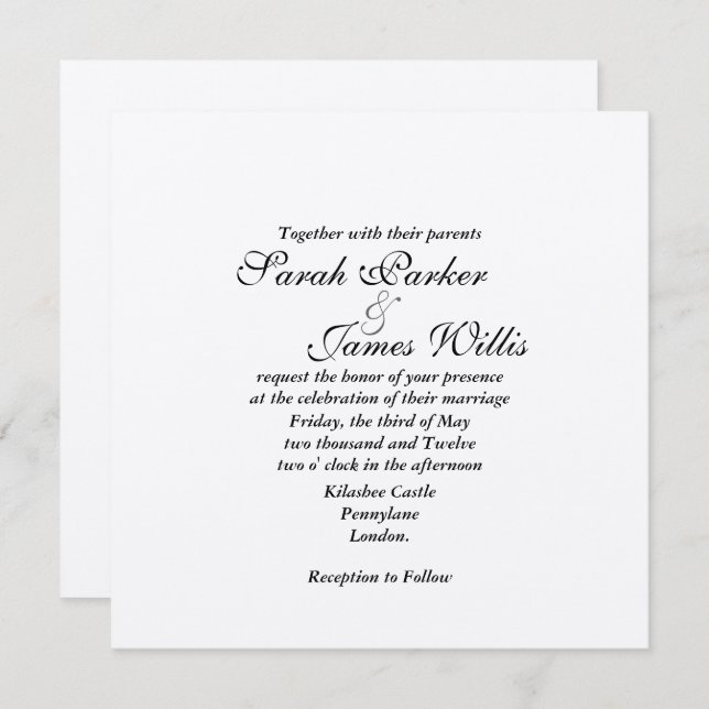 Silver metallic - Add your own ribbon Invites (Front/Back)