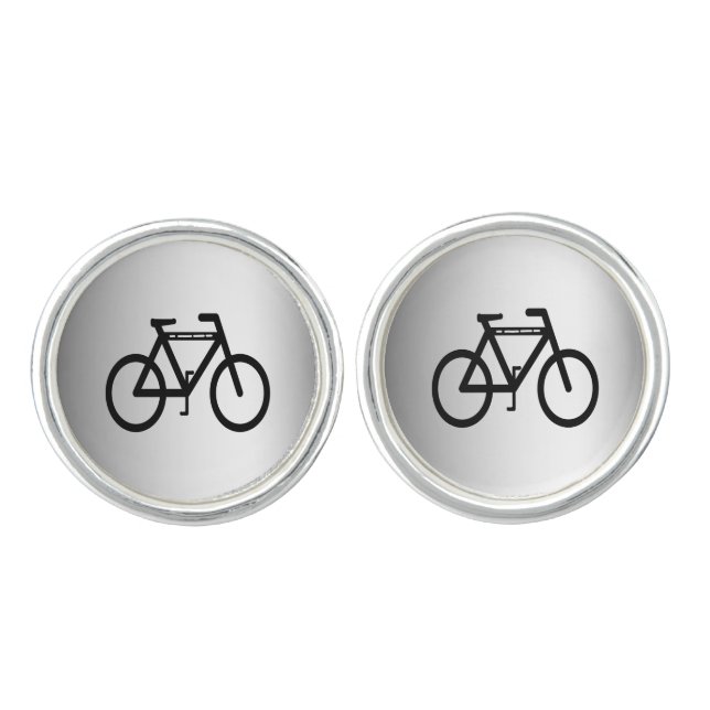 Silver Metallic Bicycle Cuff Links (Front)