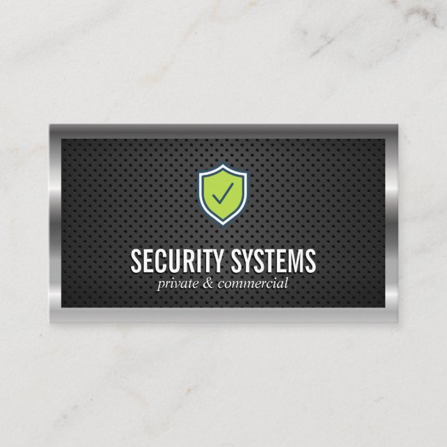 Silver Metallic Border Perforated Mesh Business Card (Front)