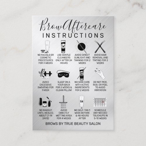 Silver Metallic Brows Aftercare Icon Business Card