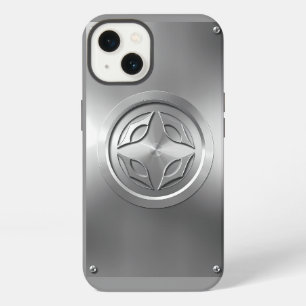 Silver Metallic Carved Design on Grey iPhone 13 Case