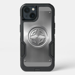 Silver Metallic Carved Design on Grey  iPhone 13 Case