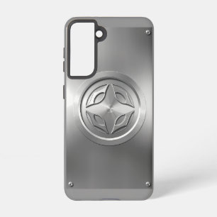 Silver Metallic Carved Design on Grey  Samsung Galaxy S21 Case