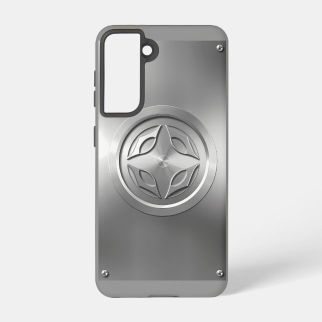 Silver Metallic Carved Design on Grey  Samsung Galaxy Case (Back)