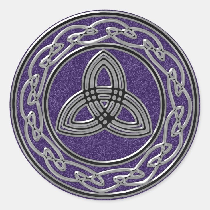 Silver Metallic Celtic Wheel Knots and Trinity Classic Round Sticker ...