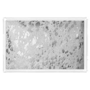 Silver Metallic Cowhide Print Luxurious Acrylic Tray