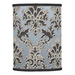 Silver Metallic Damask Pattern Lamp Shade