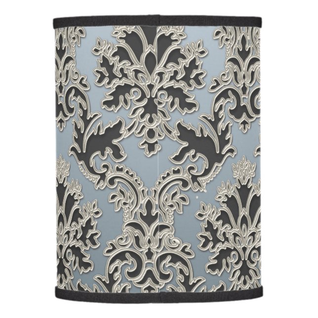Silver Metallic Damask Pattern Lamp Shade (Back)