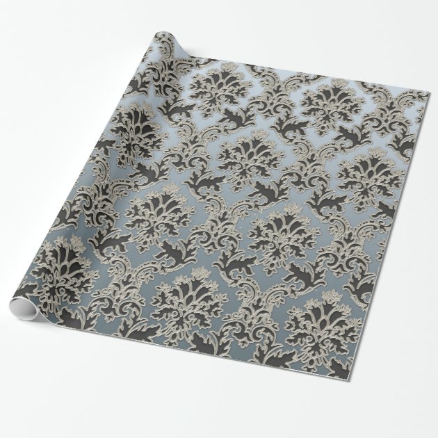 Grey damask on sale wrapping paper