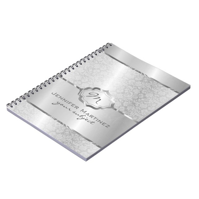 Silver Metallic Design Stainless Steel Look 2 Notebook (Left Side)