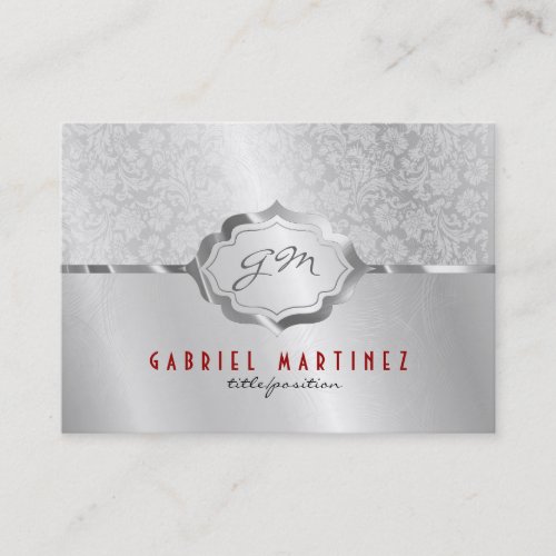 Silver Metallic Design &amp; Stainless Steel Look Business Card Template