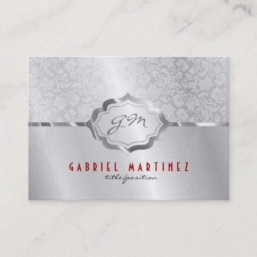 Customizable Silver Metallic Design &amp; Stainless Steel Look Business Card Template