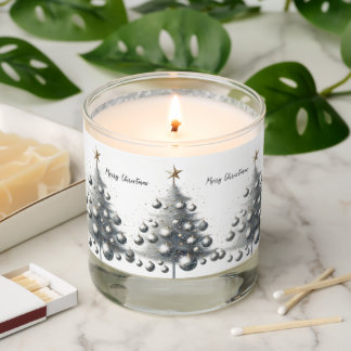 Silver Metallic Disco Ball Christmas Tree Candle