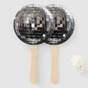 Silver Metallic Disco Ball Hand Fan