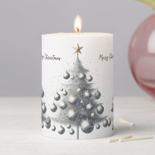 Silver Metallic Disco Ball Tree Candle (In Situ)