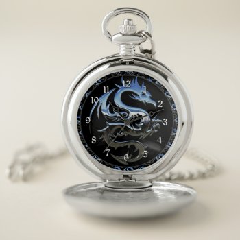 Silver Metallic Dragon Pocket Watch by ManCavePortal at Zazzle