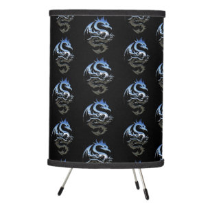 Silver Metallic Dragon Tripod Lamp