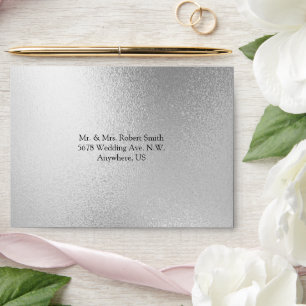 Silver Metallic Elegant Modern Chic Wedding Envelope