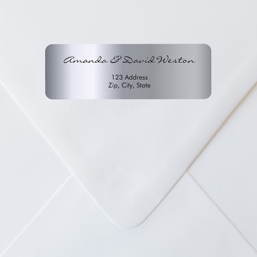 Silver metallic elegant shiny return address label
