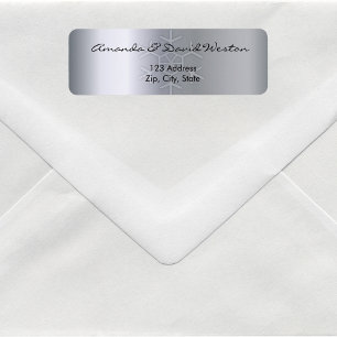 Silver metallic elegant shiny return address label