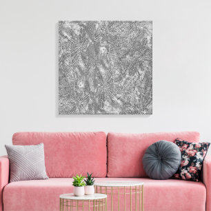 Silver Metallic Embossed Dragonflies Canvas Print
