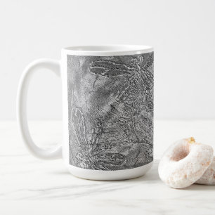 Silver Metallic Embossed Dragonflies Coffee Mug