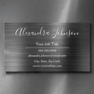 Silver Metallic Foil Modern and Elegant Business Card Magnet