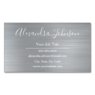 Silver Metallic Foil Modern Professional Business Card Magnet