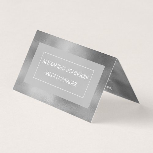 Silver Metallic Foil Stainless Steel Modern Business Card