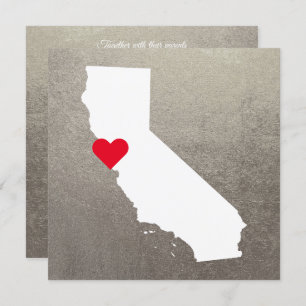 Silver Metallic Foil White California Wedding Invitation
