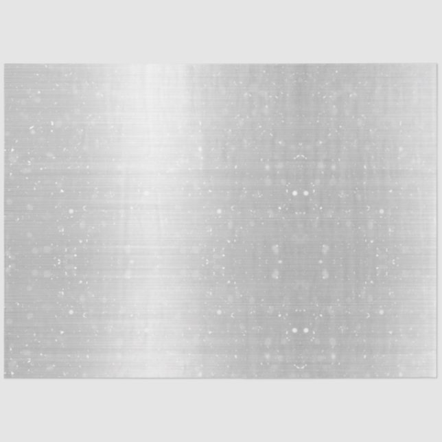 Silver Metallic Foil White Snow Christmas Tissue Paper (Front)