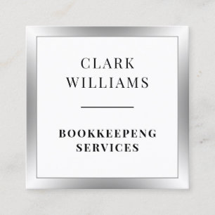 Silver metallic frame square business card