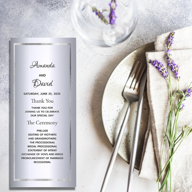 Silver metallic glam elegant wedding program (Creator Uploaded)