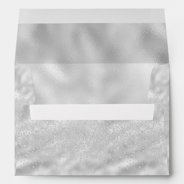 Silver Metallic Glitter Chic Modern Elegant Envelope (Back (Bottom))