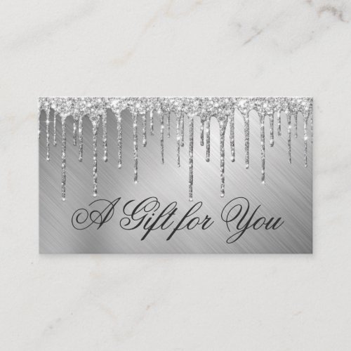 Silver Metallic Glitter Drips Gift Certificate