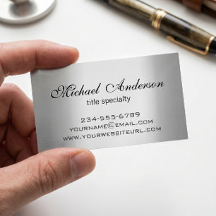 Silver Metallic Gradient - Stainless Steel Look Business Card Magnet