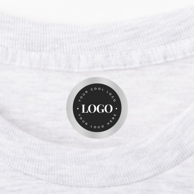 Silver Metallic Gray Add Company Custom Logo   Kids' Labels (Affixed)