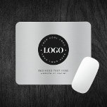 Silver Metallic Gray Add Company Custom Logo   Mouse Pad<br><div class="desc">Promote your business with this elegant mouse pad,  featuring silver gradient background,  custom logo & text. Easily add your details by clicking on the "personalize" option.</div>
