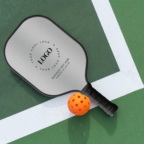 Silver Metallic Gray Add Company Custom Logo Pickleball Paddle