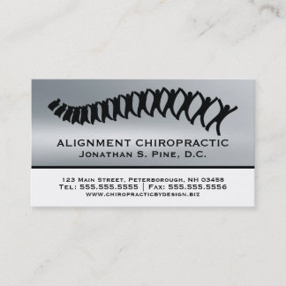 Silver Metallic-Look Chiropractic Business Cards