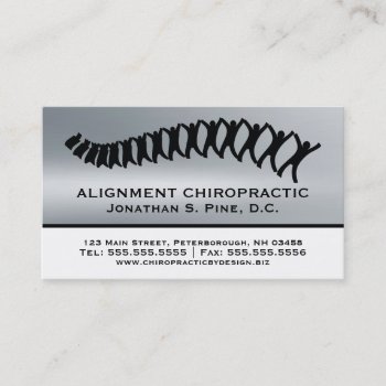 Silver Metallic-look Chiropractic Business Cards by chiropracticbydesign at Zazzle