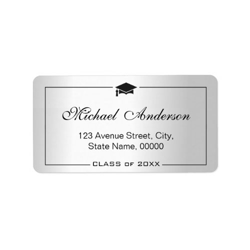 Silver Metallic Look Graduation Cap Graduate Label