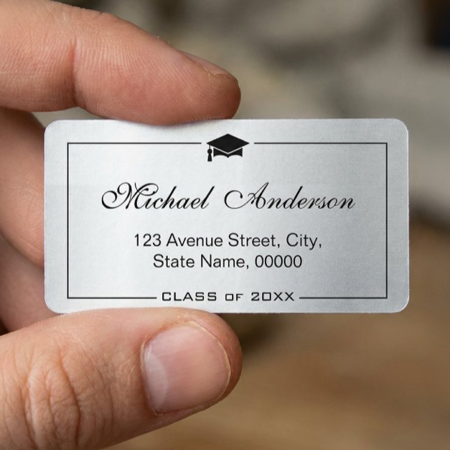 Silver Metallic Look Graduation Cap Graduate Label (Creator Uploaded)