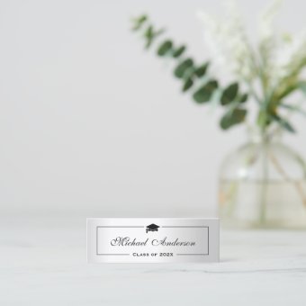 Silver Metallic Look Graduation Name Card Namecard | Zazzle