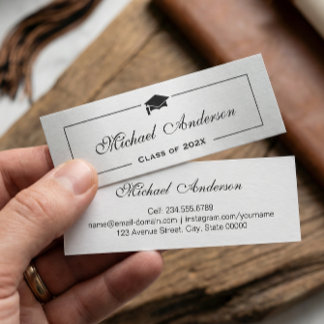 Silver Metallic Look Graduation Name Card Namecard